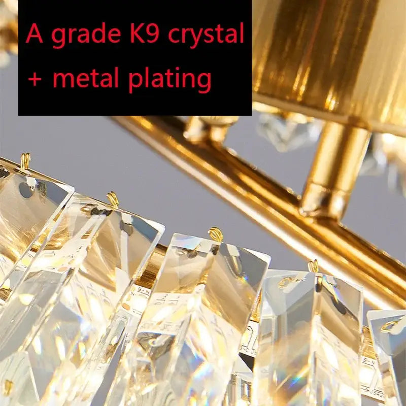 Golden decorbites crystal ceiling lamp with faceted k9 crystal prisms and metal plating for modern dining room