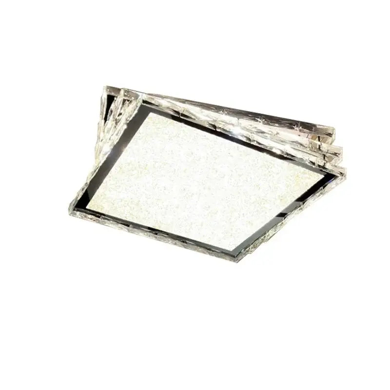 Modern rectangular decorbites crystal ceiling lamp with chrome frame and frosted glass panel for bedroom and office lighting