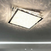 Modern square decorbites crystal ceiling lamp with frosted glass and chrome frame for bedroom and office use