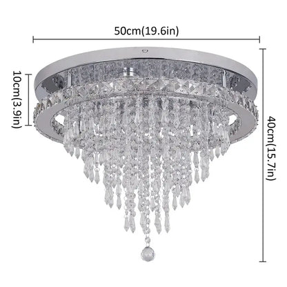 Decorbites crystal ceiling smart led chandelier with chrome frame and cascading clear crystal droplets hanging decor