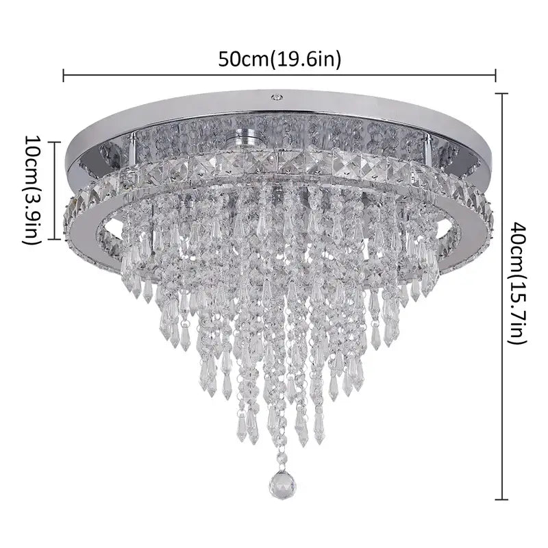 Decorbites crystal ceiling smart led chandelier with chrome frame and cascading clear crystal droplets hanging decor
