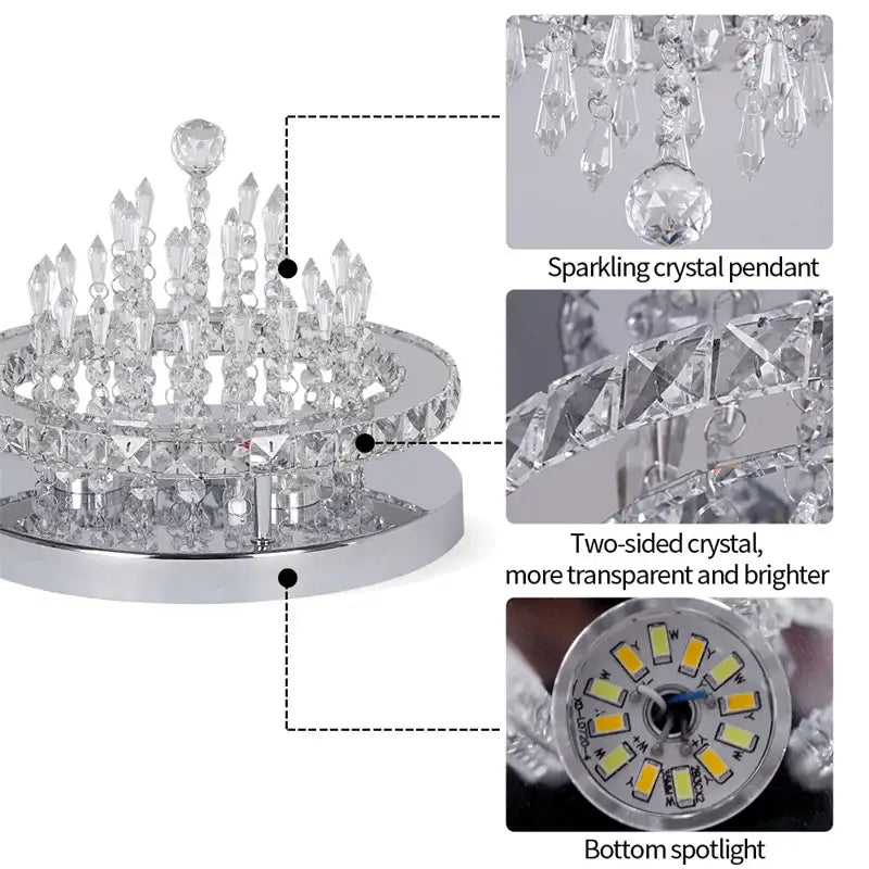 Decorbites crystal ceiling multi-tiered crystal ceiling lamp with chrome base and smart led spotlight illumination