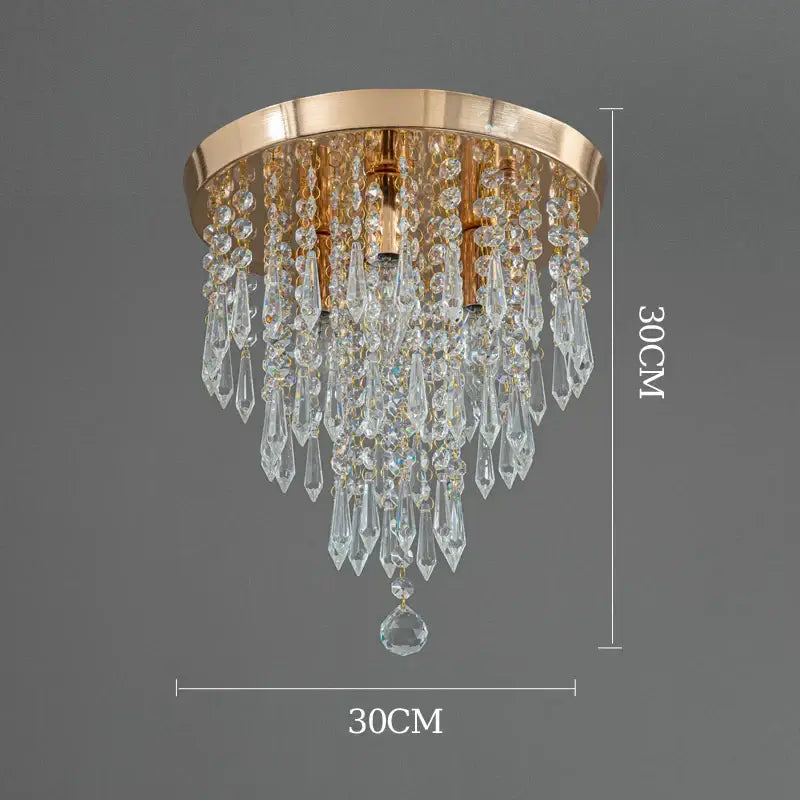 Decorbites crystal ceiling light gold toned chandelier with clear teardrop crystals and central pendant for home decor