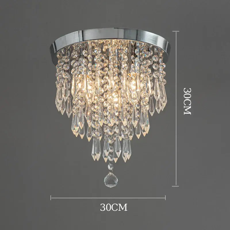 DecorBites crystal ceiling light with sleek chrome finish and cascading clear crystal droplets for elegant home decor
