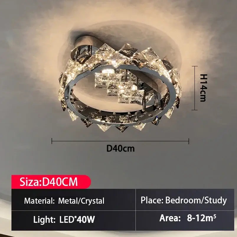 Modern decorbites crystal ceiling light with sleek metallic frame and clear crystals in oval design for living room and bedroom