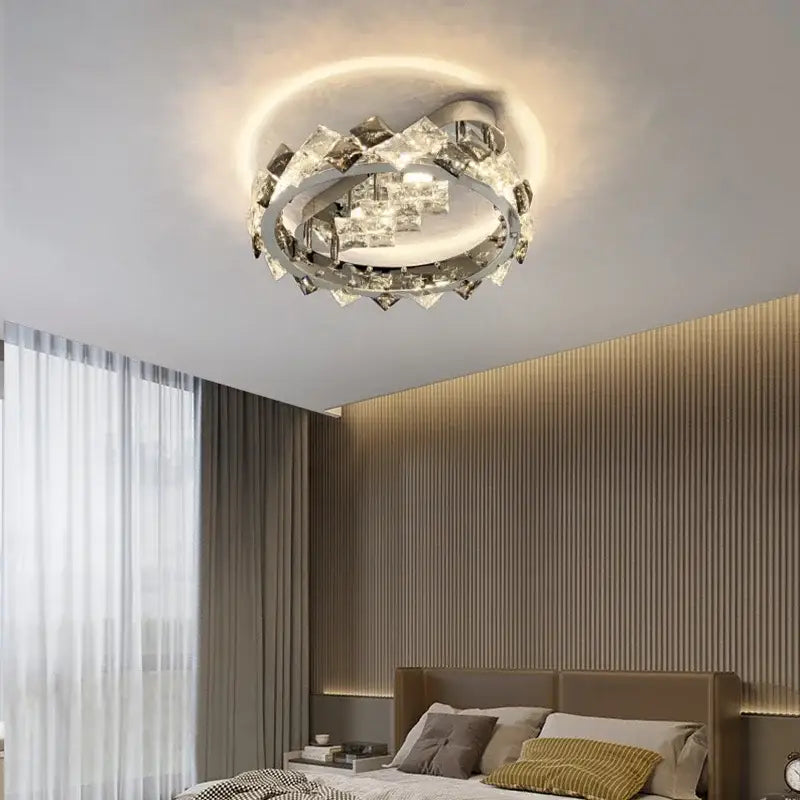 Decorbites crystal ceiling light modern crystal ceiling light with clear faceted crystals and warm metallic accents
