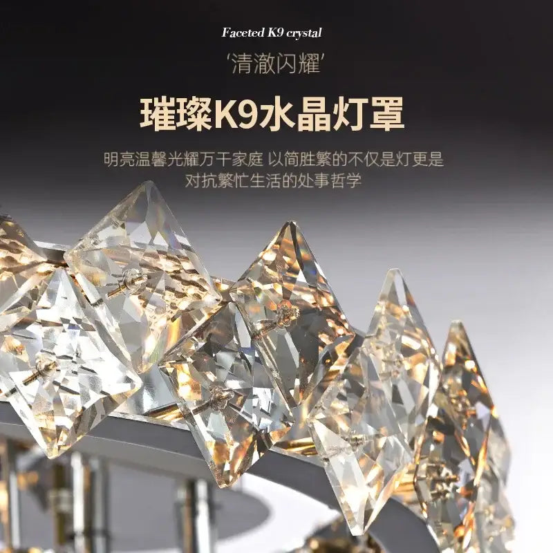 Faceted K9 crystal ceiling light with sparkling diamond design by DecorBites crystal ceiling for living room and bedroom