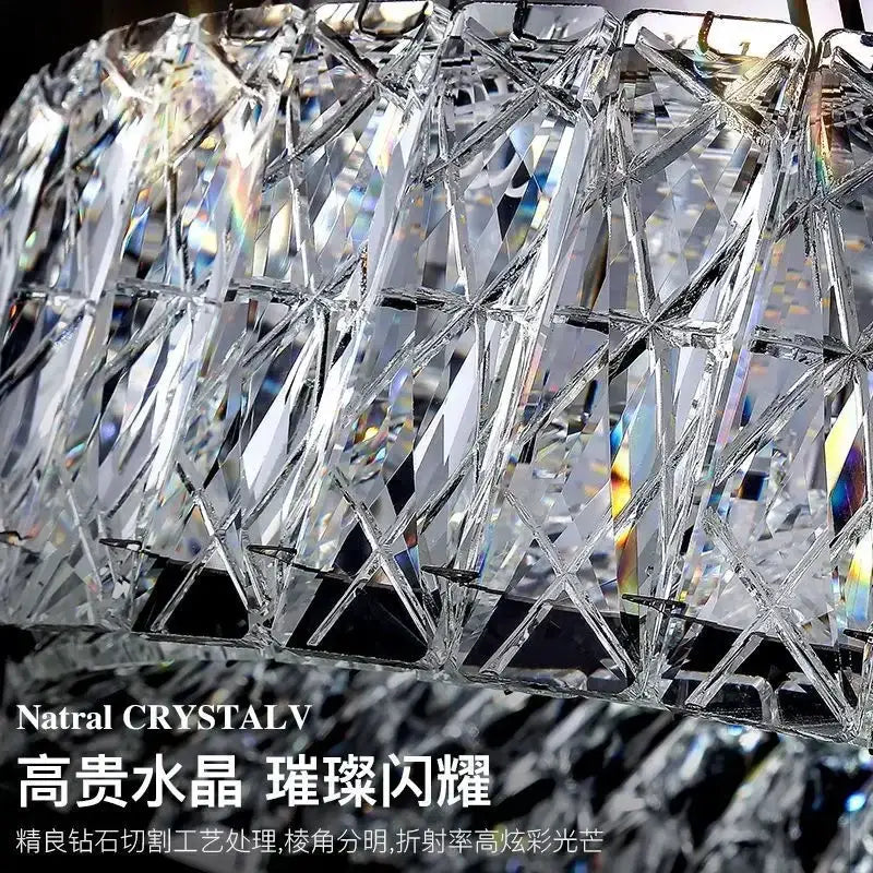 DecorBites crystal ceiling light with faceted diamond-cut design refracting vibrant rainbow hues for modern spaces