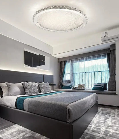 DecorBites™ crystal ceiling light with sparkling crystal outer ring and frosted glass center for living room and bedroom