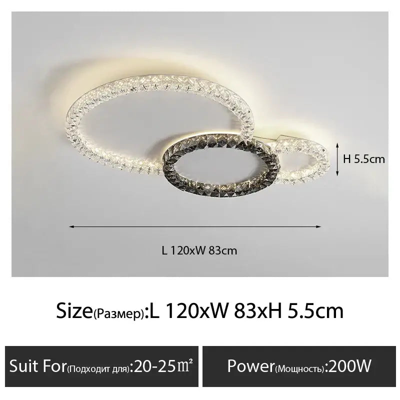 Modern crystal-encrusted double-ring decorbites crystal ceiling led chandelier for living room and bedroom lighting