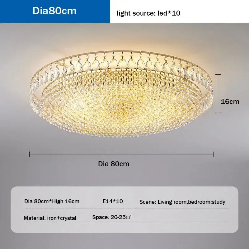 Decorbites™ crystal ceiling lights gold-toned multi-tier crystal droplets with central led for master bedroom decor
