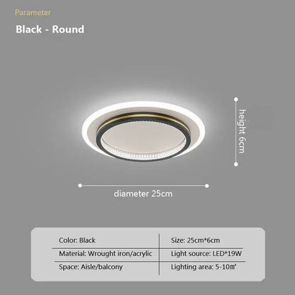 Black round decorbites crystal ceiling light featuring a central led ring with crystal accents in wrought iron frame