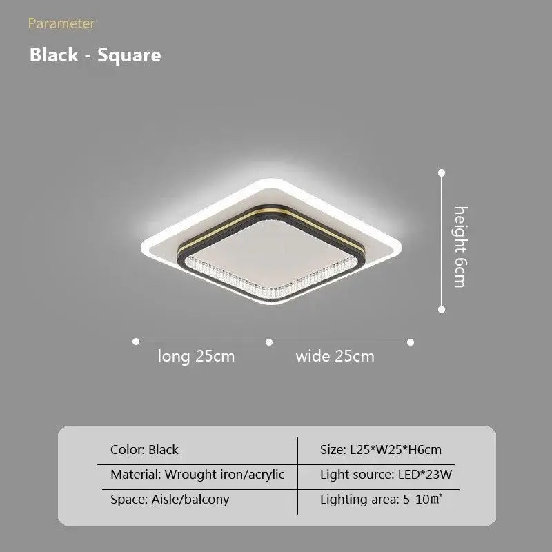 Black square LED ceiling lights with acrylic and wrought iron frame in DecorBites crystal ceiling lights modern design