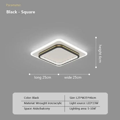DecorBites crystal ceiling lights with black square LED light and wrought iron acrylic frame for modern ceiling lights