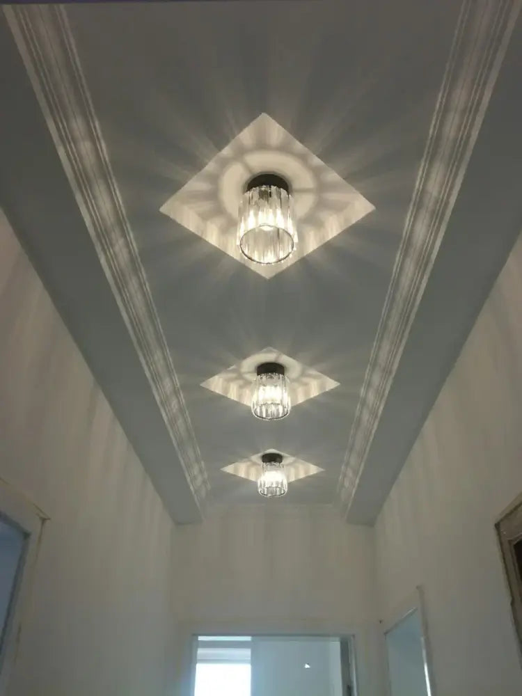 Three decorbites crystal ceiling lights with square radiant design and crystal encrusted modern decorative lamps