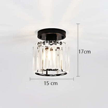 DecorBites crystal ceiling light with black and clear crystal glass in sleek modern design for living room and bedroom