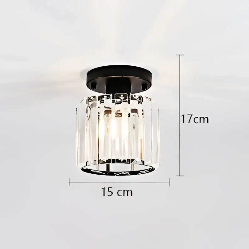 DecorBites crystal ceiling light with black and clear crystal glass in sleek modern design for living room and bedroom