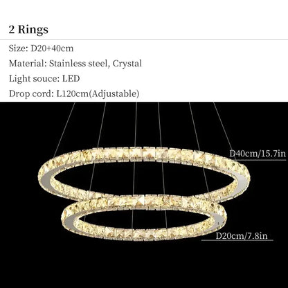 Modern decorbites crystal ceiling pendant light chandelier with stainless steel frame and sparkling crystal accents