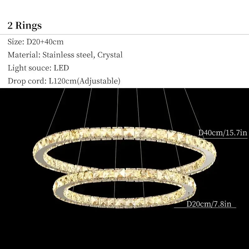 Modern decorbites crystal ceiling pendant light chandelier with stainless steel frame and sparkling crystal accents