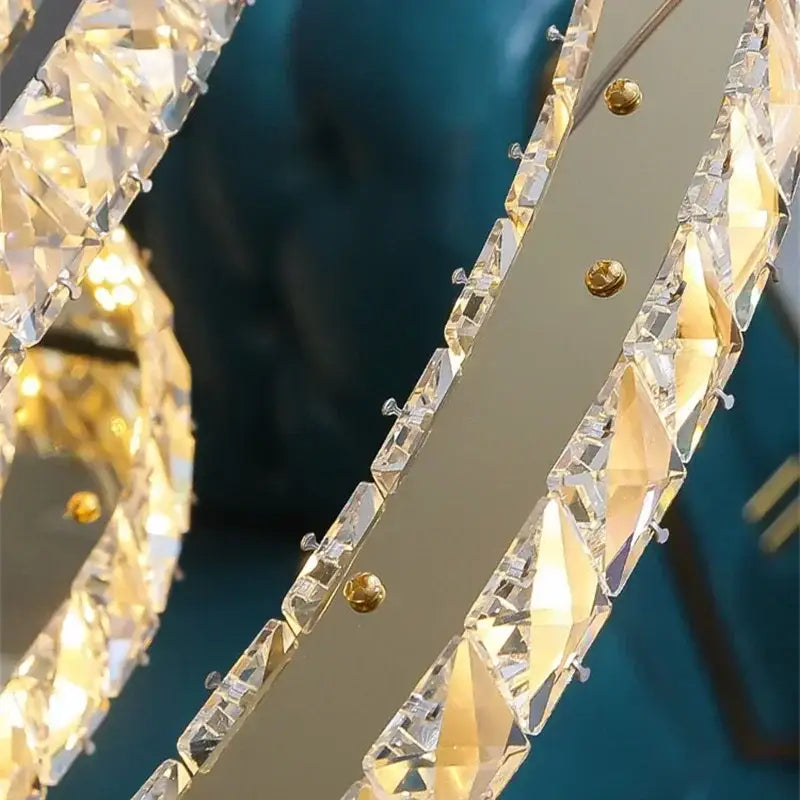 Decorbites crystal ceiling pendant light chandelier with clear faceted crystals and gold-toned beads for modern decor