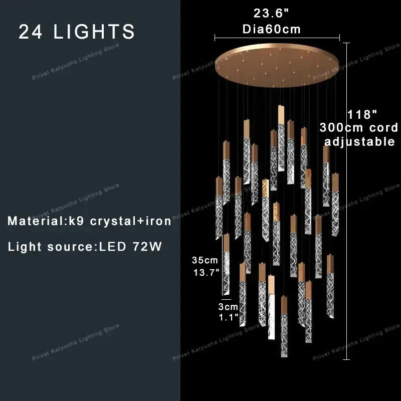 Modern pendant lights by DecorBites crystal ceiling featuring a bronze circular top and 24 k9 crystal led lights with adjustable cord