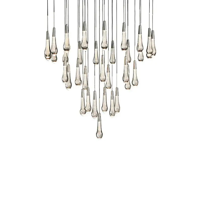 Modern chandelier with clear glass teardrop pendants and thin metallic rods decorbites crystal ceiling pendant lights