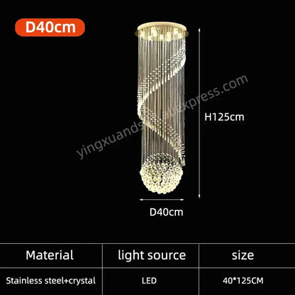 Decorbites crystal chain pendant light chandelier with polished stainless steel frame and cascading crystal beads for living room