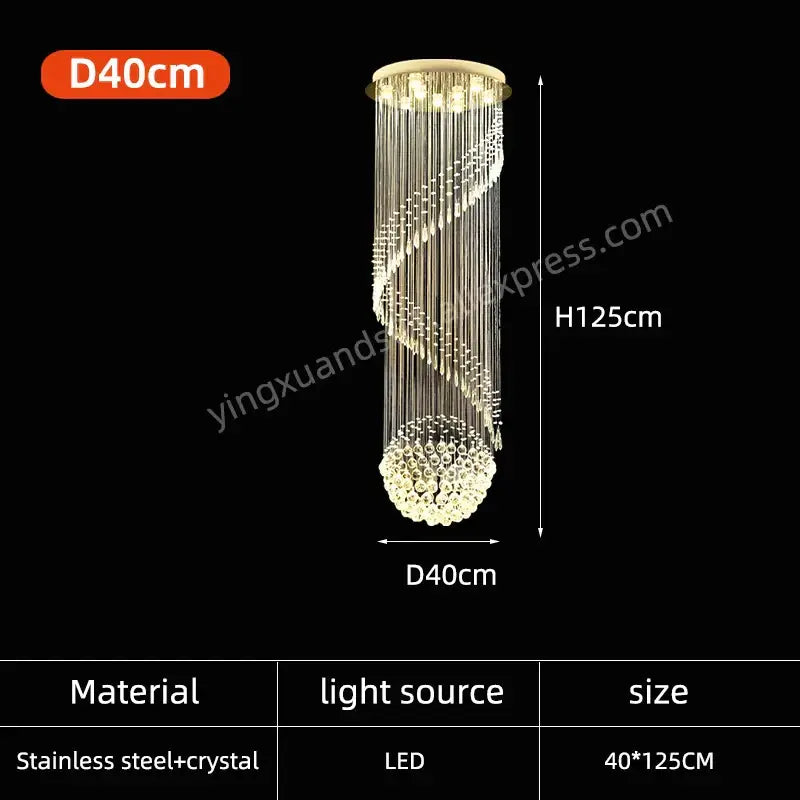 Decorbites crystal chain pendant light chandelier with polished stainless steel frame and cascading crystal beads for living room