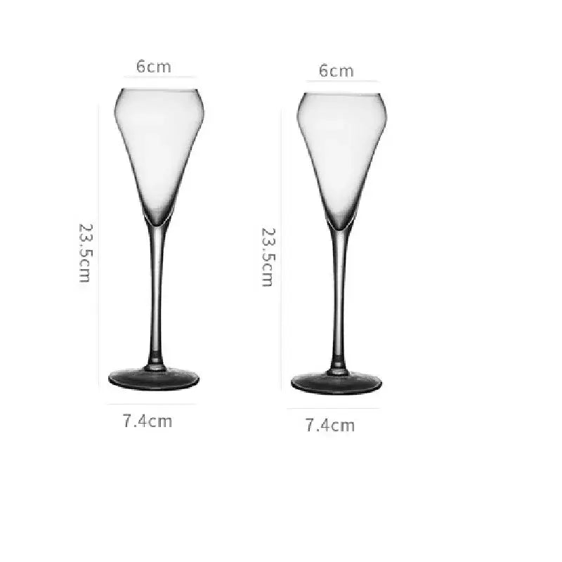 Two elegant decorbites crystal champagne flutes with gradient tint clear hand blown glassware for celebrations