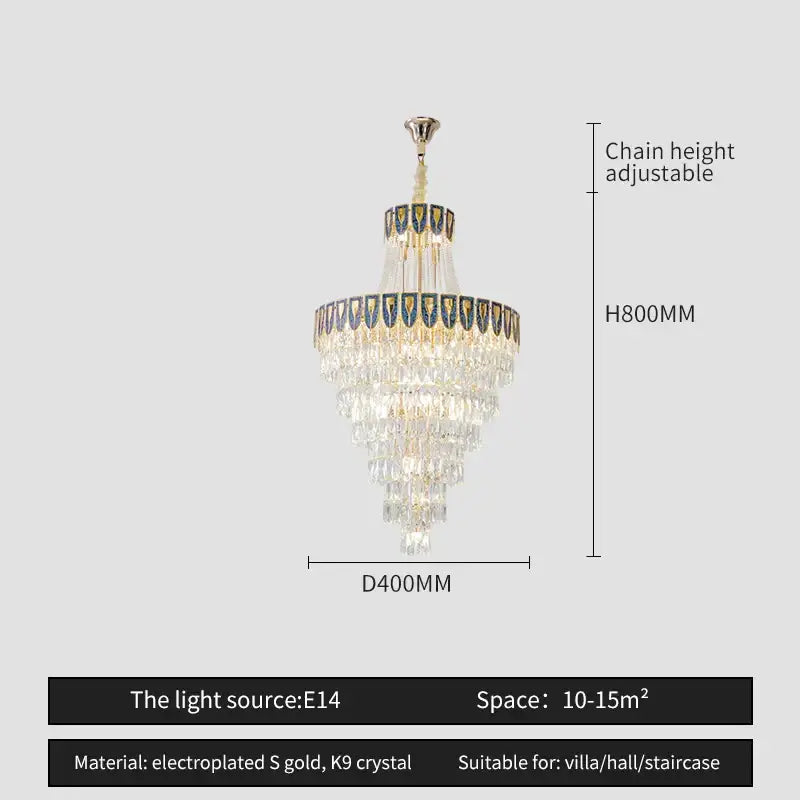 Elegant decorbites crystal chandelier with electroplated gold finish and k9 crystal droplets for luxury interiors