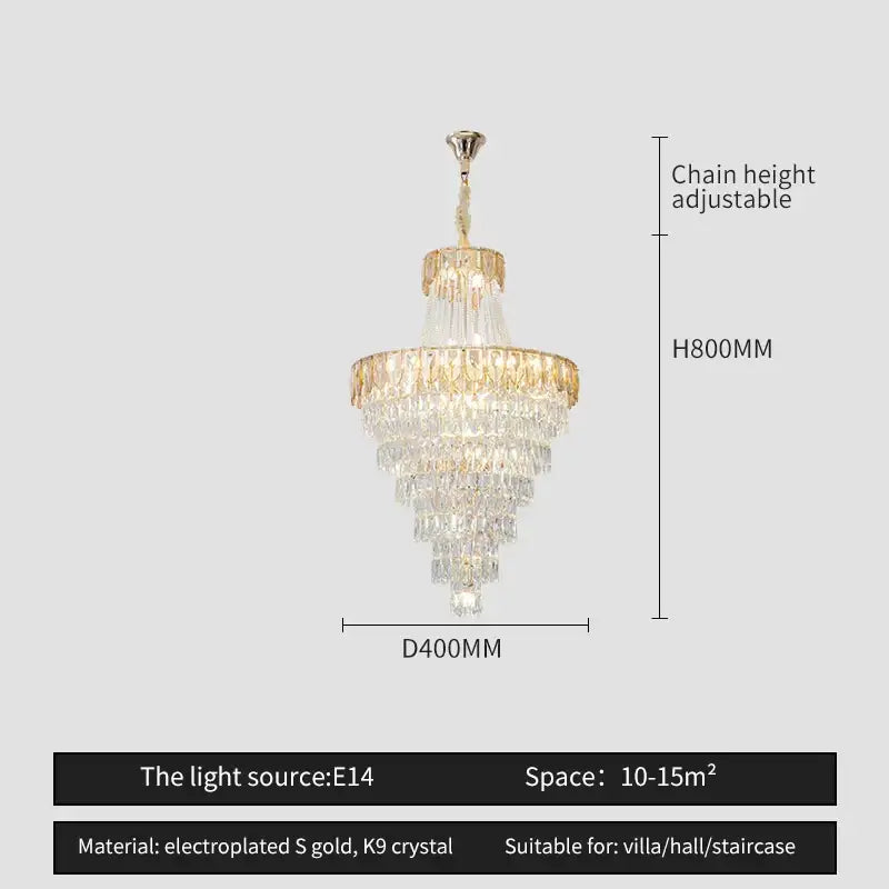 Elegant multi-tiered decorbites crystal chandelier with clear k9 crystal and gold electroplated accents for luxury spaces