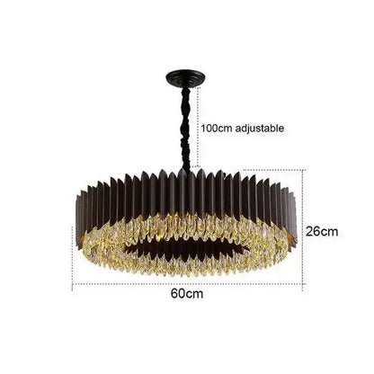 Black metal decorbites crystal chandelier with cascading golden crystal droplets pendant light for living room or bedroom