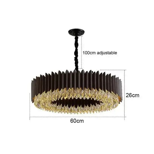 Black metal decorbites crystal chandelier with cascading golden crystal droplets pendant light for living room or bedroom