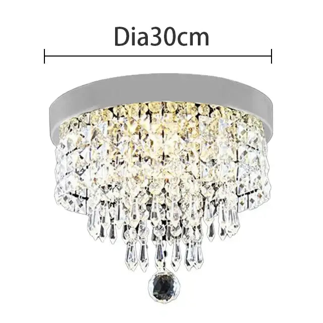 Decorbites™ crystal chandelier ceiling lamp with silver metal frame and cascading clear crystal droplets with dark pendant