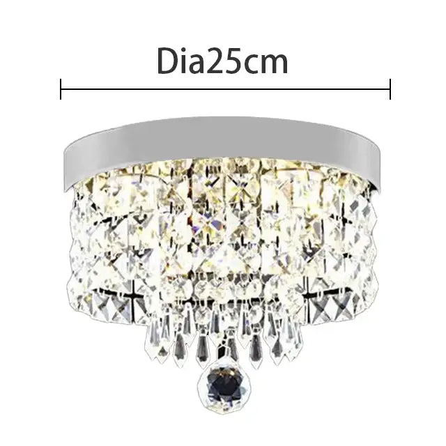 Decorbites crystal chandelier ceiling lamp with chrome base and clear crystal prisms for entrance and kitchen decor