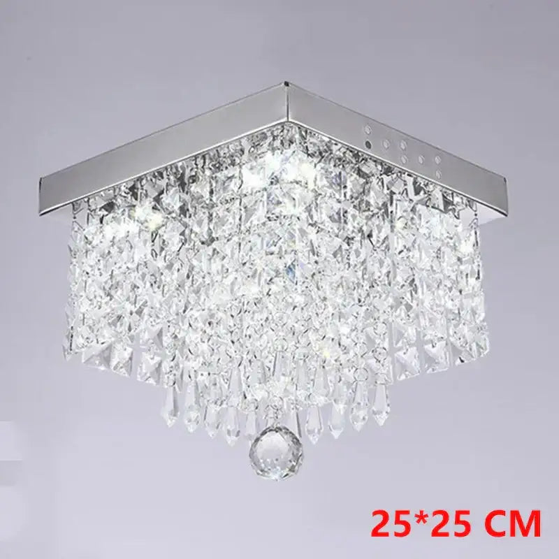 DecorBites™ crystal chandelier ceiling lamp with chrome frame and clear faceted crystals for entrance and kitchen decor