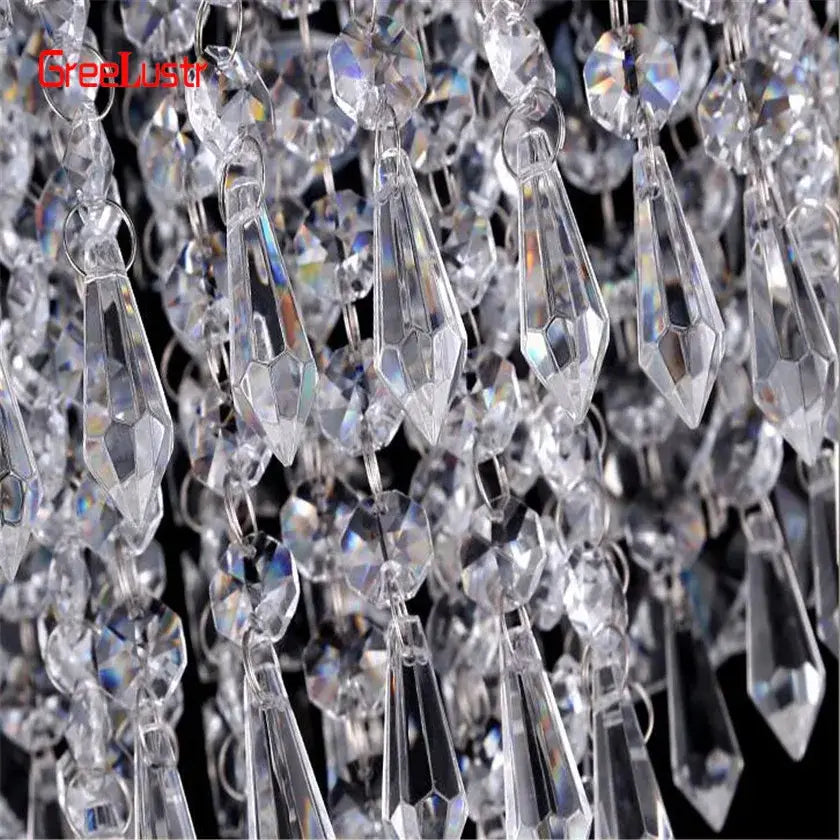 DecorBites™ clear crystal chandelier ceiling lamp with faceted teardrop and round beads for elegant home decor