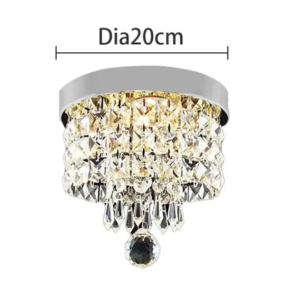 DecorBites™ crystal chandelier ceiling lamp with chrome finish and clear crystal prisms for entrance and kitchen decor