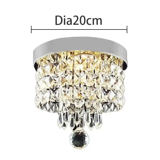 DecorBites™ crystal chandelier ceiling lamp with chrome finish and clear crystal prisms for entrance and kitchen decor