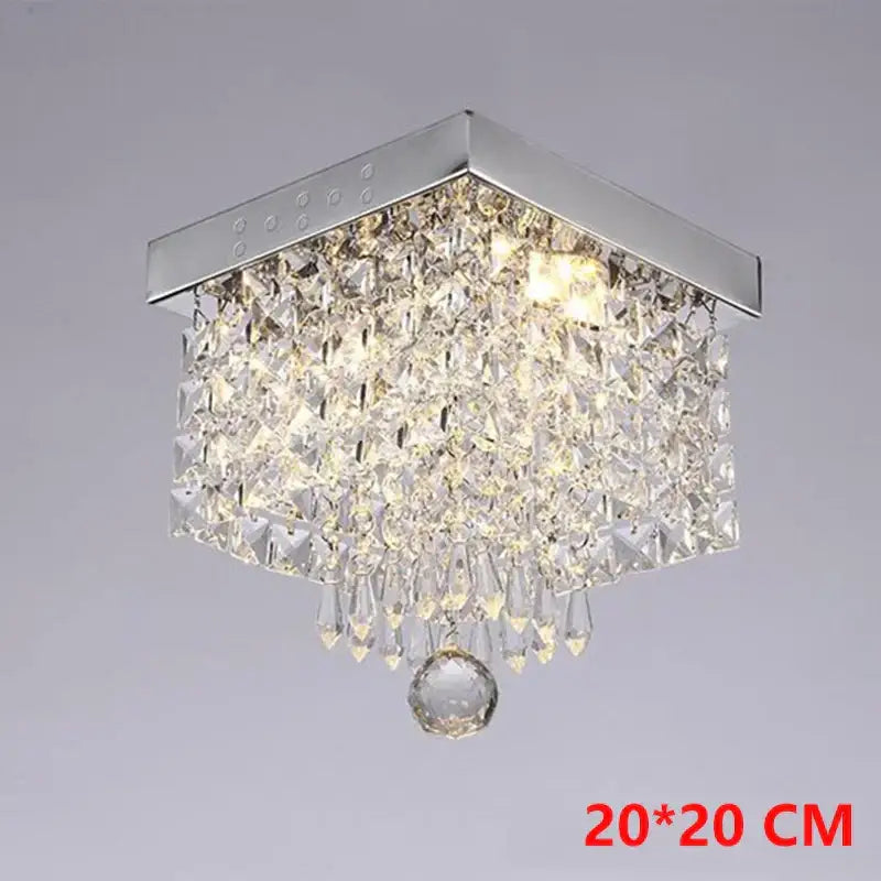 DecorBites™ crystal chandelier ceiling lamp with chrome frame and cascading glass crystals for elegant home decor