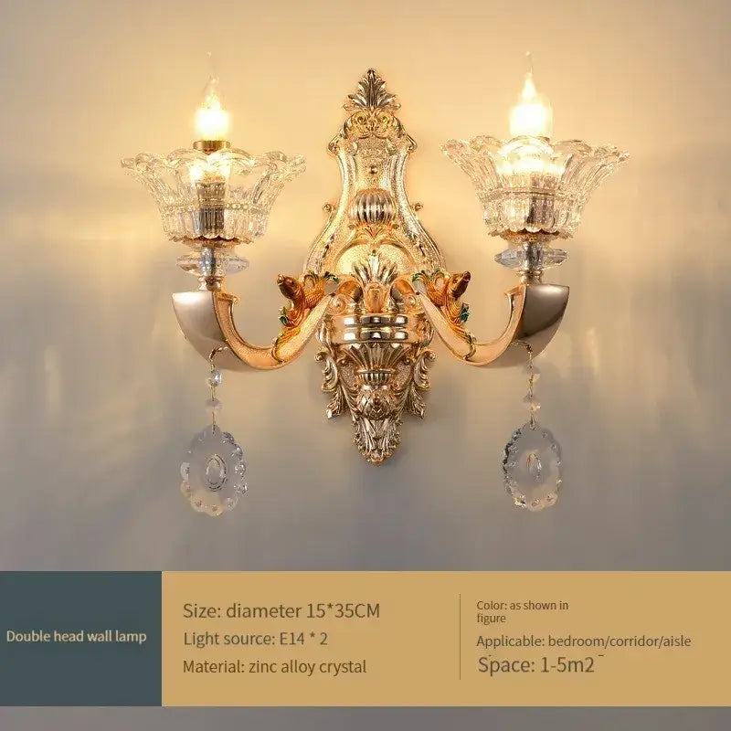 Ornate gold and crystal double-head wall lamp with floral detailing for decorbites crystal chandelier ceiling light