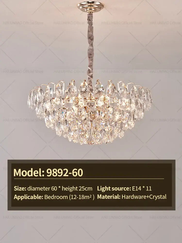 A decorbites crystal chandelier ceiling light with metallic twisted rod and tiered design for living dining bedrooms