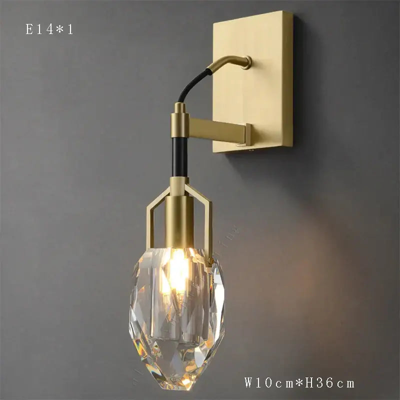 Gold-toned decorbites crystal chandelier ceiling light with faceted crystal pendant and black accent tubing for living room