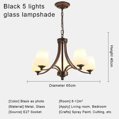 Black metal decorbites crystal chandelier with five frosted glass lampshades for modern chandelier ceiling lights