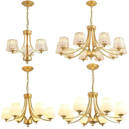 Decorbites crystal chandelier ceiling lights with gold finish and clear frosted glass shades for modern living spaces