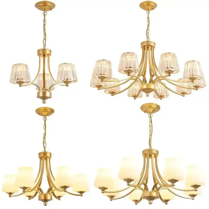 Decorbites crystal chandelier ceiling lights with gold finish and clear frosted glass shades for modern living spaces