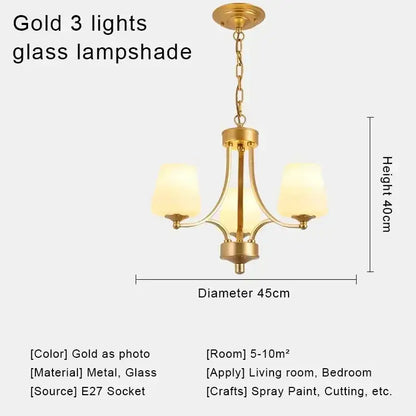 Gold-finished metal decorbites crystal chandelier ceiling light with three frosted glass lampshades for modern spaces