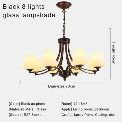 Black metal decorbites crystal chandelier with eight frosted glass lampshades for modern living spaces ceiling lights