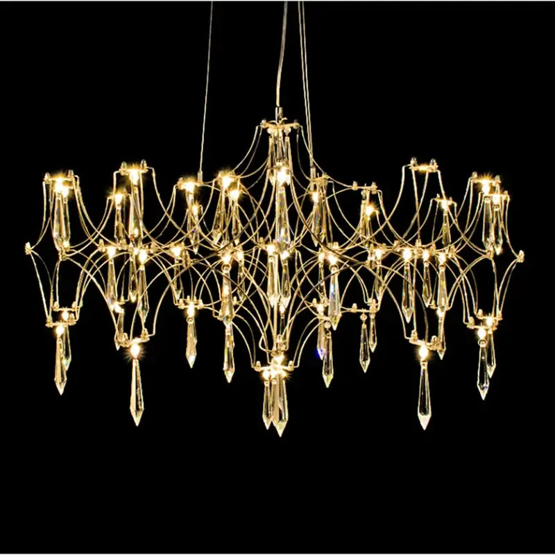 Gold-toned decorbites crystal chandelier pendant light with intricate crystal droplets and candle-style lights for home use