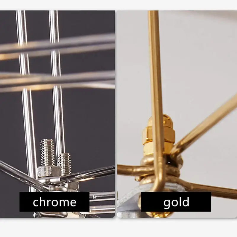 Chrome and gold antenna assemblies with metallic rods and threaded connectors for decorbites crystal chandelier pendant light